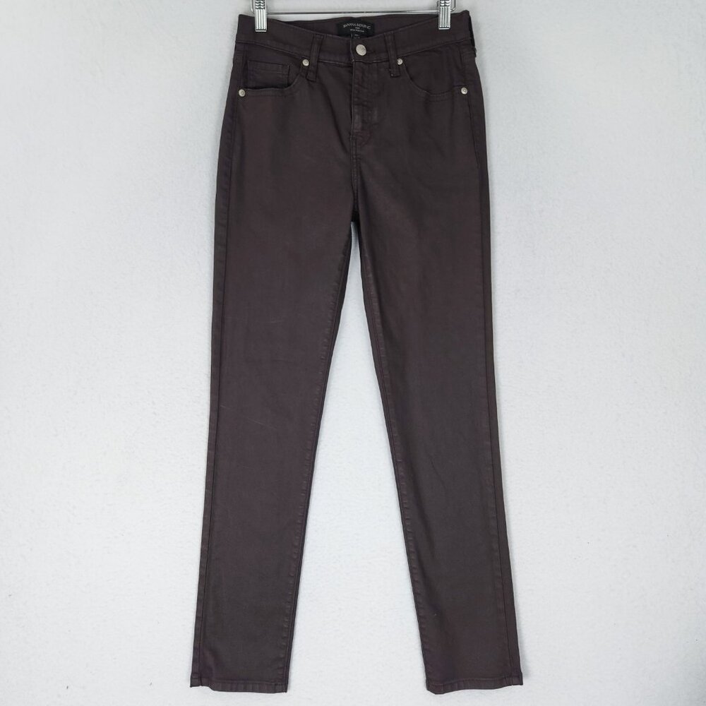 Banana Republic Jeans Womens 2L Brown Barn Red High Rise Slim Leg Coated Denim